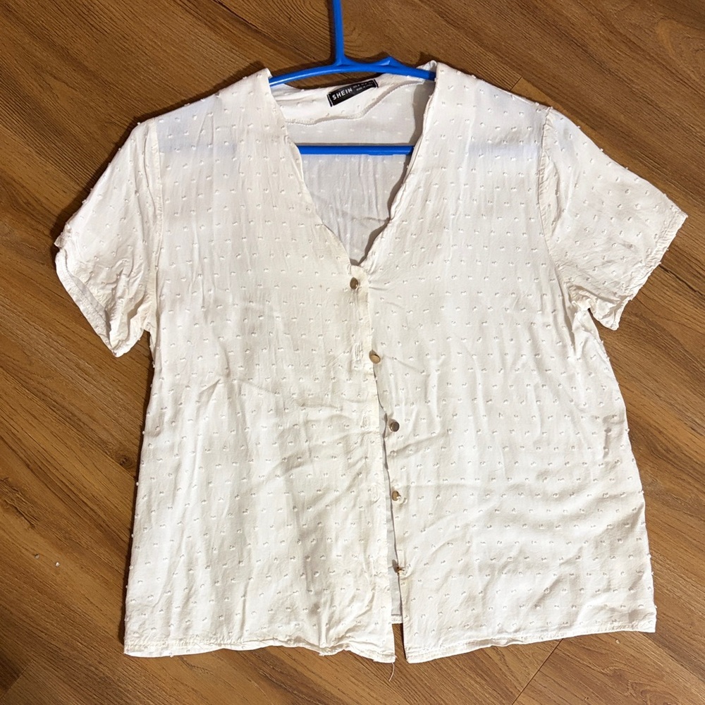 SHEIN Ivory Button-Down Women's Shirt